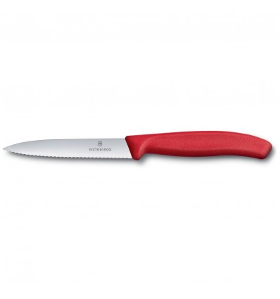Μαχαίρι κουζίνας 10 εκατ., οδοντωτό, μυτερό, κόκκινη λαβή Swiss Classic