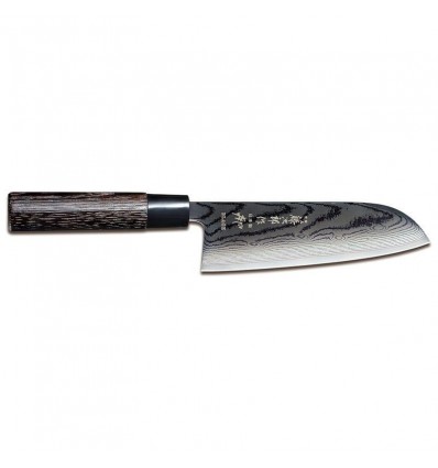 Μαχαίρι Santoku 16.5 εκατ. από δαμασκηνό ατσάλι με λαβή καστανιάς Shippu Black